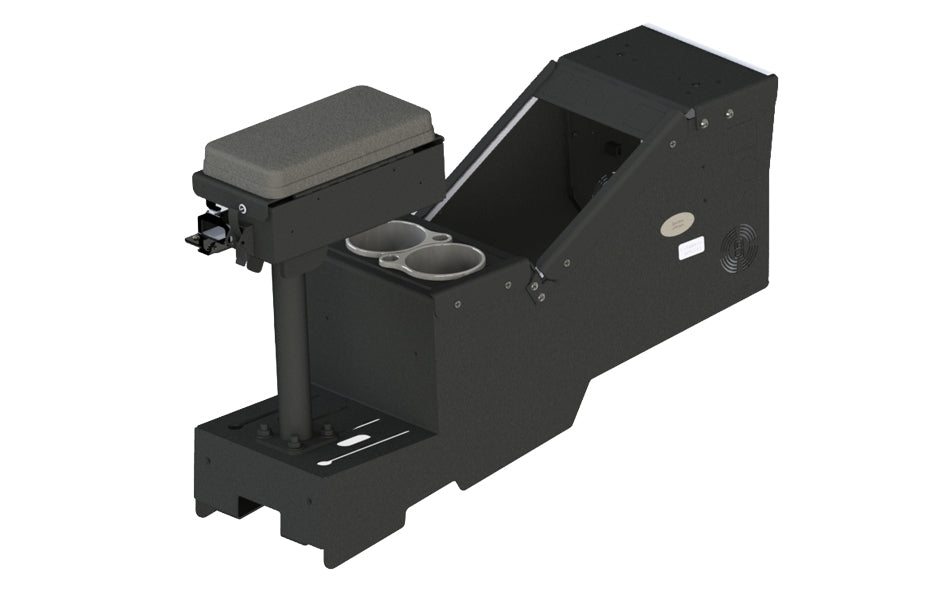 2020+ Ford Police Interceptor® Utility Short Console Box with Cup Holder and Printer Armrest