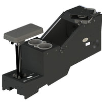 2020+ Ford Police Interceptor® Utility Short Console Box with Cup Holder, Armrest, and 6" Locking Slide Arm with Short Clevis
