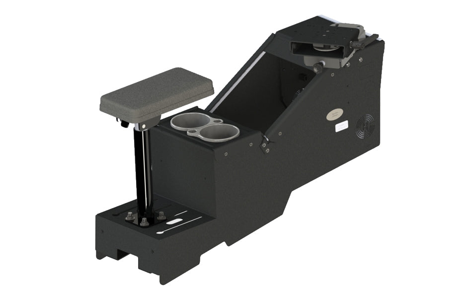 2020+ Ford Police Interceptor® Utility Short Console Box with Cup Holder, Armrest, and 6