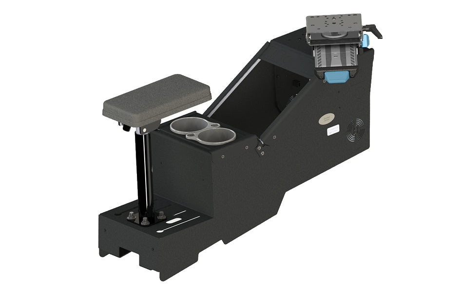 2020+ Ford Police Interceptor® Utility Short Console Box with Cup Holder, Armrest, and Mongoose® XE 9