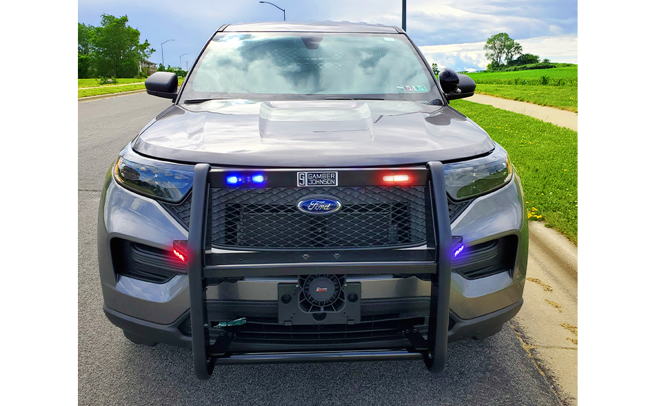 2020+ Ford Police Interceptor® Utility Push Bumper - Aluminum Push Bumper with Light Bar and Side Light Brackets