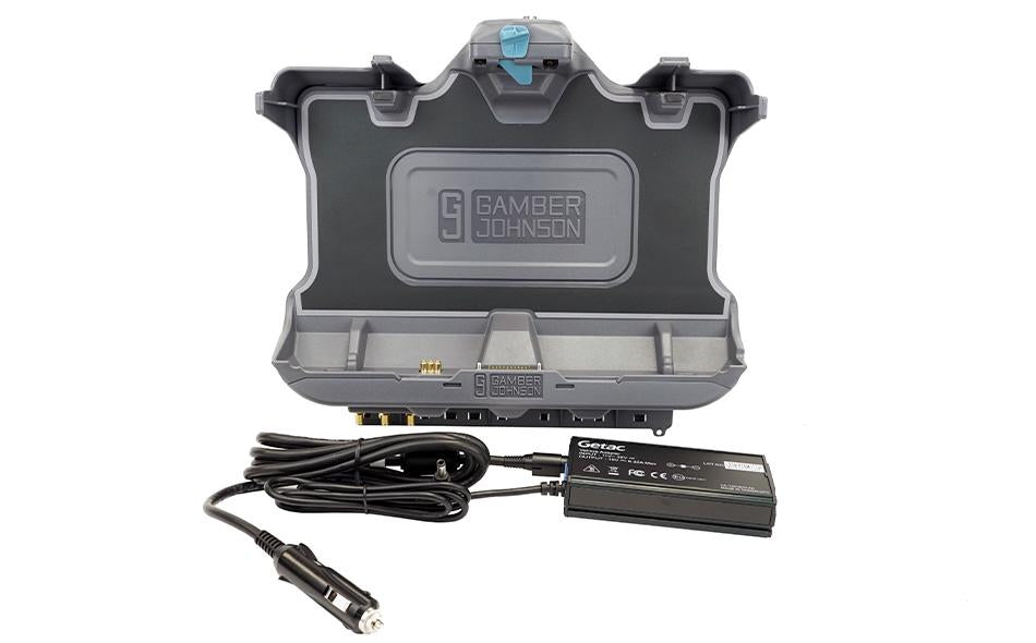 Getac F110 G6 Vehicle Docking Station with Getac 120W Auto Power Adapter with Cigarette Lighter Connector (Tri RF)